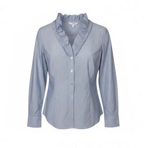 Zoe D. Cotton Blend Button Down Shirt